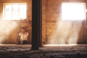 man drinking alone